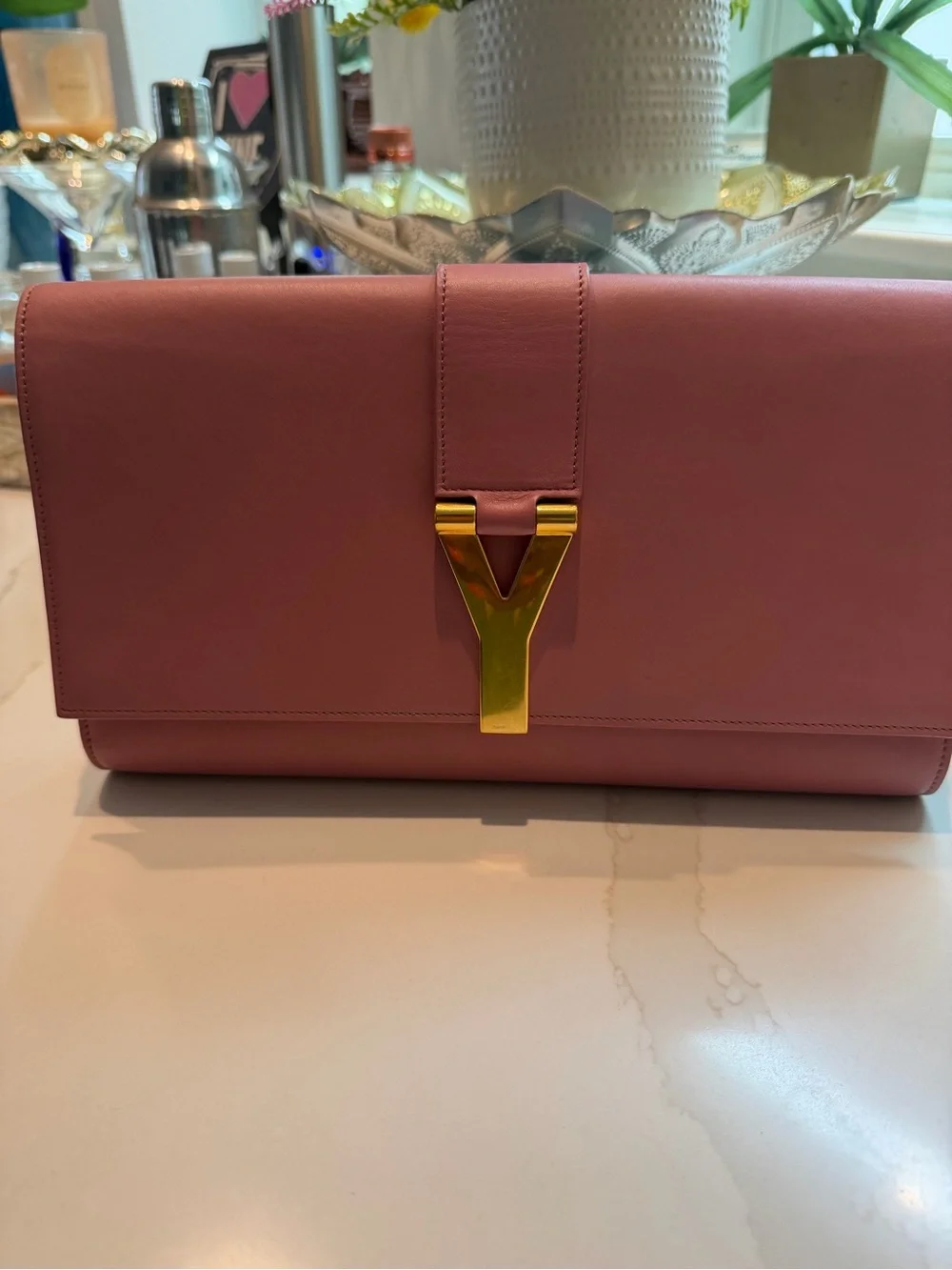 Authentic YSL Pink Leather Clutch